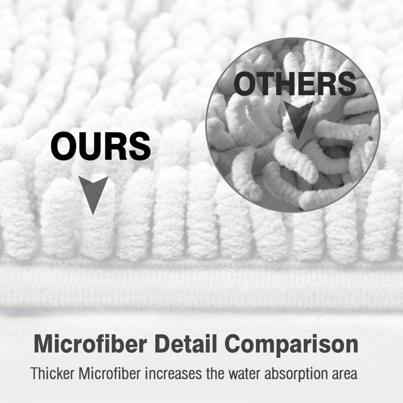 ITSOFT Non-Slip Shaggy Chenille Toilet Contour Bathroom Rug with Water Absorbent, 24 x 21 Inches U-Shaped White - Image 4